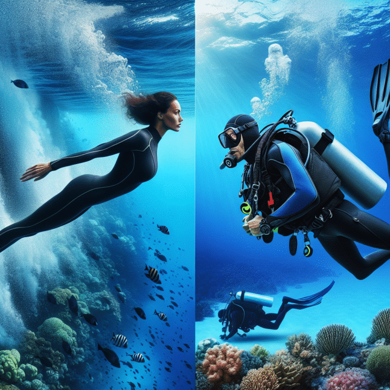 Mergulho livre vs. mergulho com cilindro