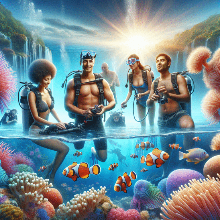 Treinamento de mergulho para fotos subaquáticas